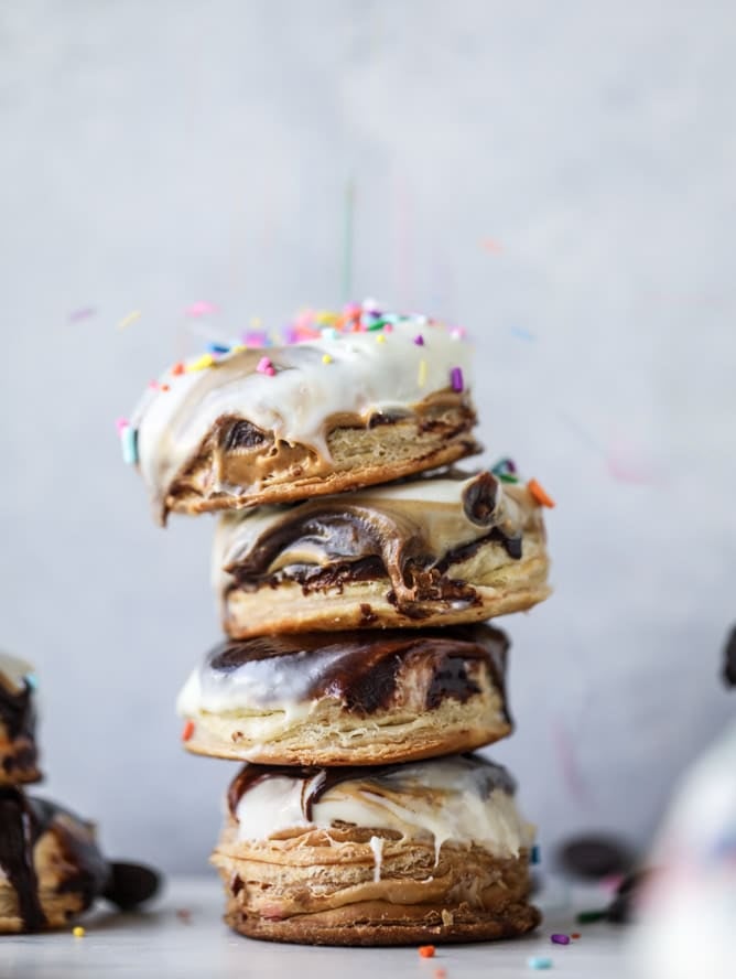 triple dipped chocolate peanut butter doughnuts I howsweeteats.com