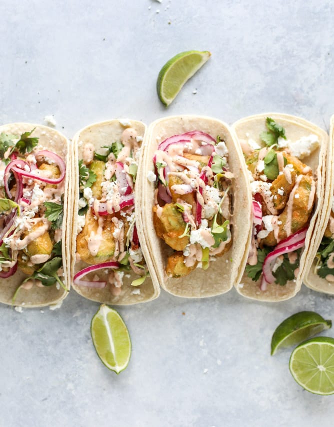crispy beer battered avocado tacos I howsweeteats.com