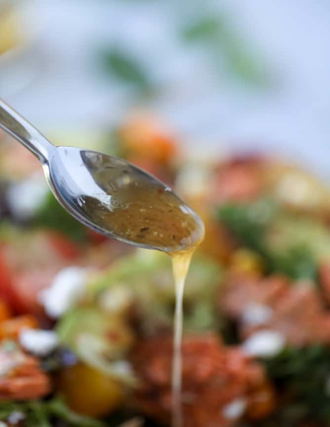 salmon strawberry panzanella salad I howsweeteats.com