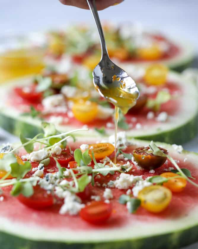 watermelon salad wedges I howsweeteats.com