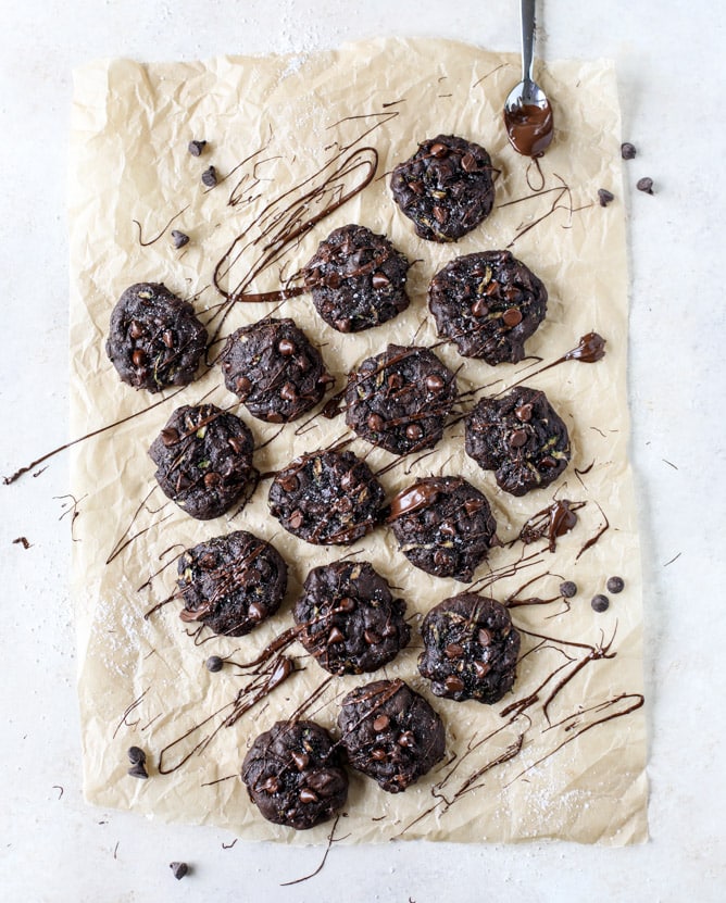 double chocolate zucchini cookies with sea salt I howsweeteats.com