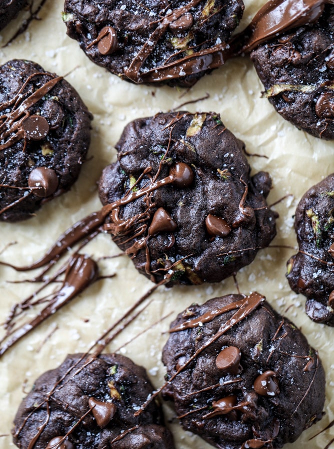 double chocolate zucchini cookies with sea salt I howsweeteats.com