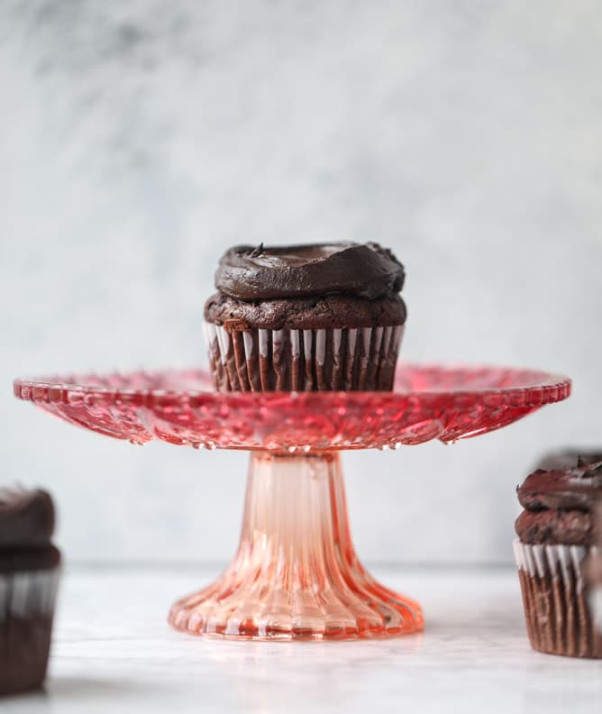 chocolate zucchini cupcakes with avocado frosting I howsweeteats.com