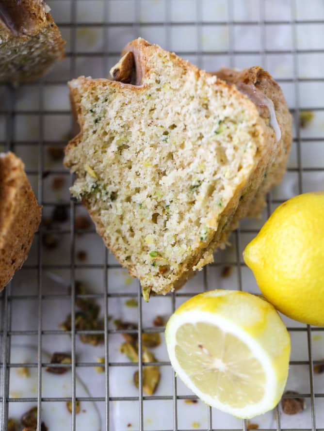 lemon pistachio zucchini cake I howsweeteats.com