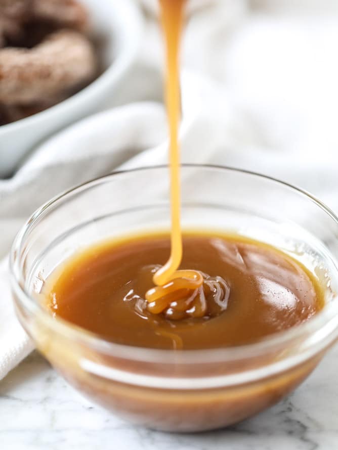 apple cider churros with cider beer caramel I howsweeteats.com