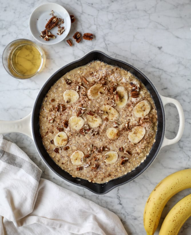 banana, bourbon and pecan baked oatmeal I howsweeteats.com