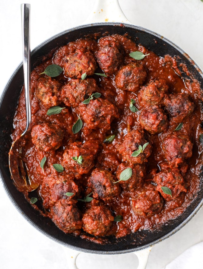 bacon meatballs with bucatini I howsweeteats.com #bacon #pasta #meatballs