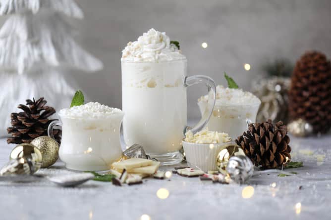 fresh mint white hot chocolate I howsweeteats.com #hotchocolate #christmas #holidays #whitechocolate