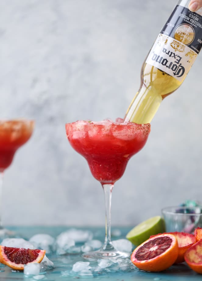 spicy blood orange beergaritas I howsweeteats.com #beer #margaritas #beergaritas #cocktails #bloodorange