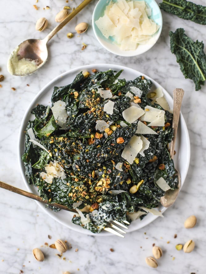 parmesan pistachio I howsweeteats.com #kale #pistachio #salad #parmesan #healthy #recipes
