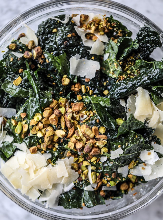 parmesan pistachio I howsweeteats.com #kale #pistachio #salad #parmesan #healthy #recipes