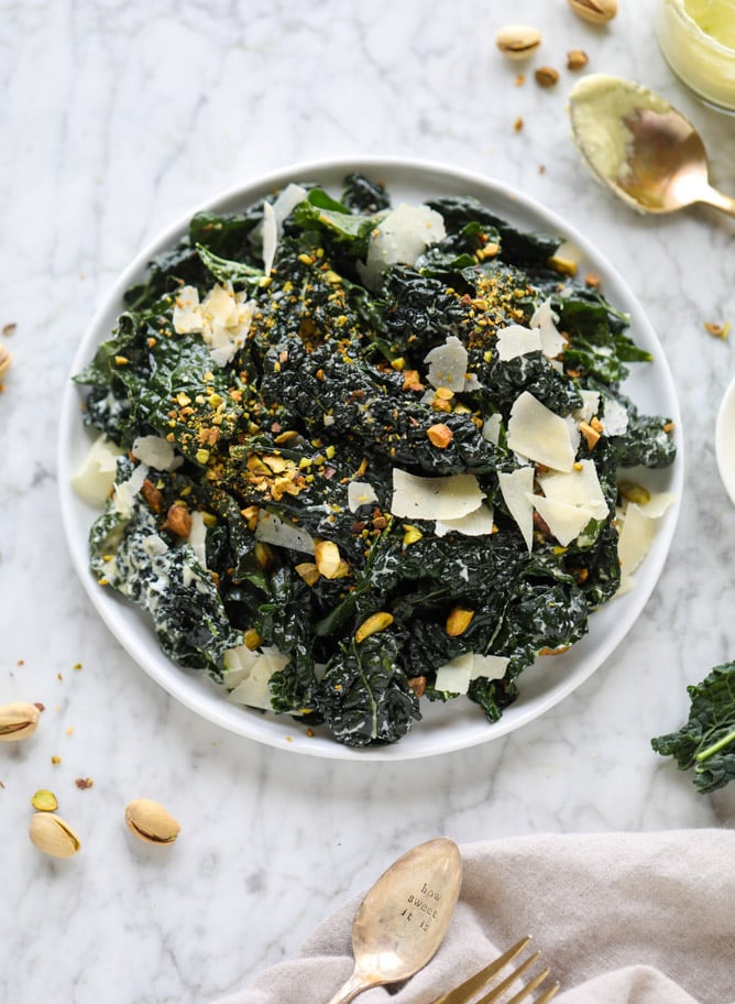 parmesan pistachio I howsweeteats.com #kale #pistachio #salad #parmesan #healthy #recipes