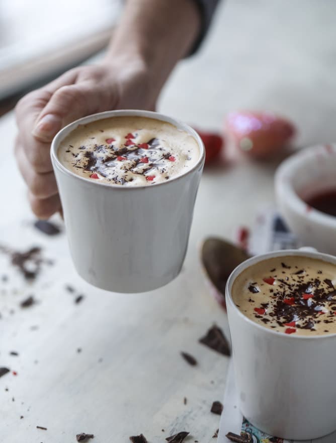 cabernet chocolate lattes I howsweeteats.com #redwine #coffee #latte #valentinesday #chocolate