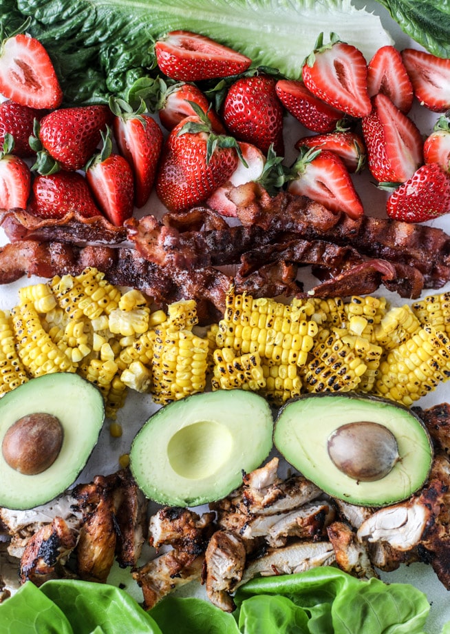 chipotle chicken cobb salad I howsweeteats.com #chipotle #chicken #cobb #salad #bacon #avocado
