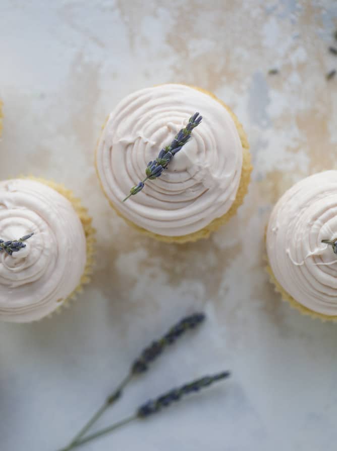 lavender cupcakes with cream cheese frosting I howsweeteats.com #lavender #cupcakes #creamcheese #frosting #cake