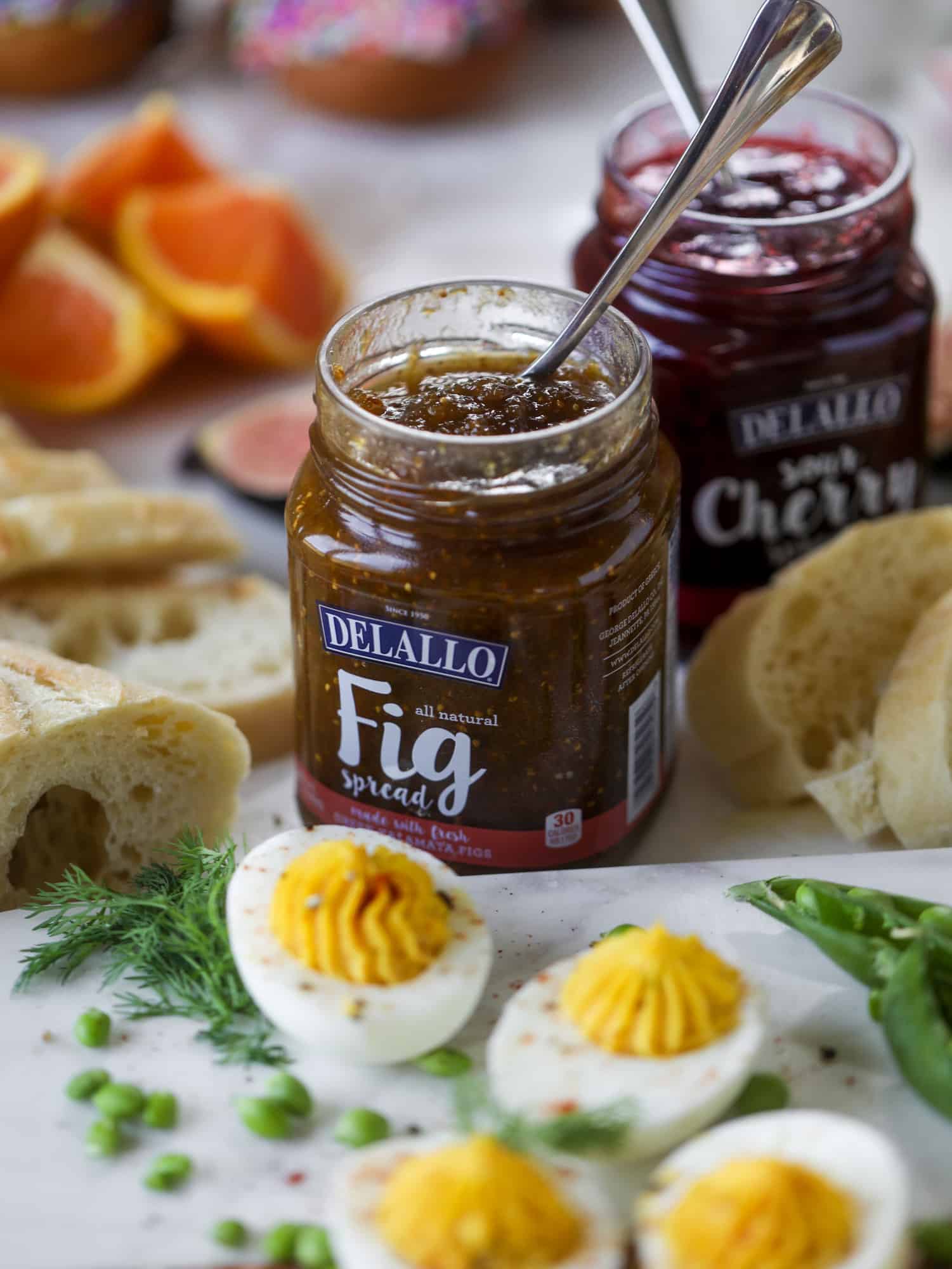 The highlight of this Easter brunch board are the deviled eggs and soft boiled eggs! Add some avocado toast, donuts and bloody marys and you've arrived. I howsweeteats.com #brunch #board