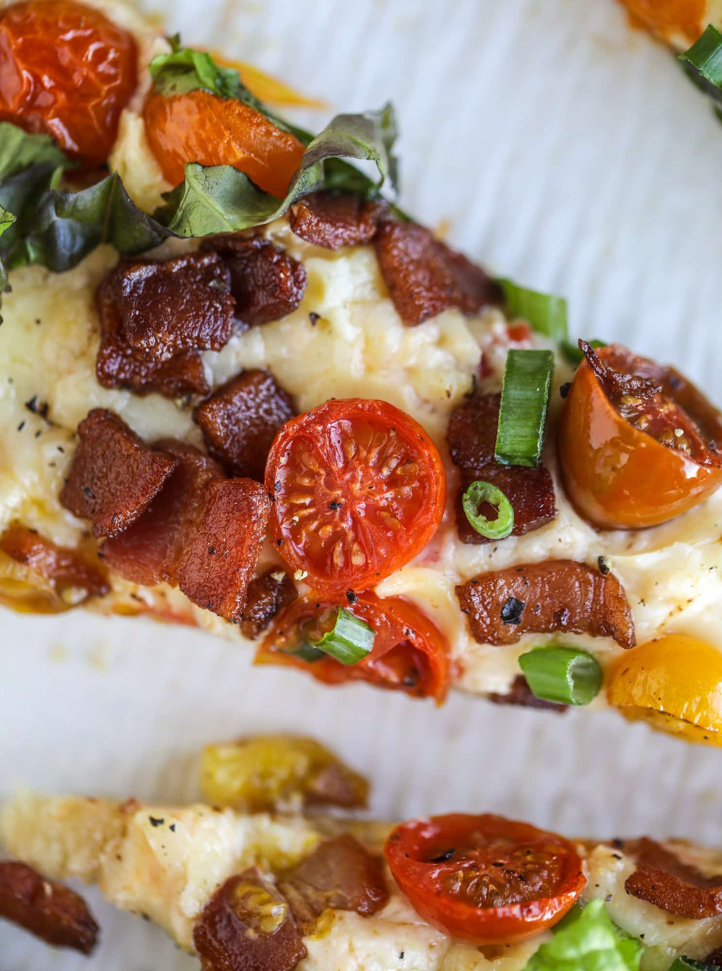 slice of BLT pimento cheese flatbread