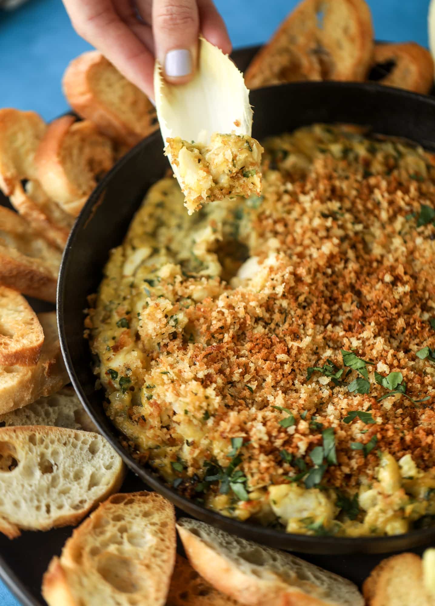 This deviled crab dip is the perfect hot summer appetizer. Lump crab, a creamy, decadent sauce, crunchy breadcrumbs and fresh endive for dipping. YES.