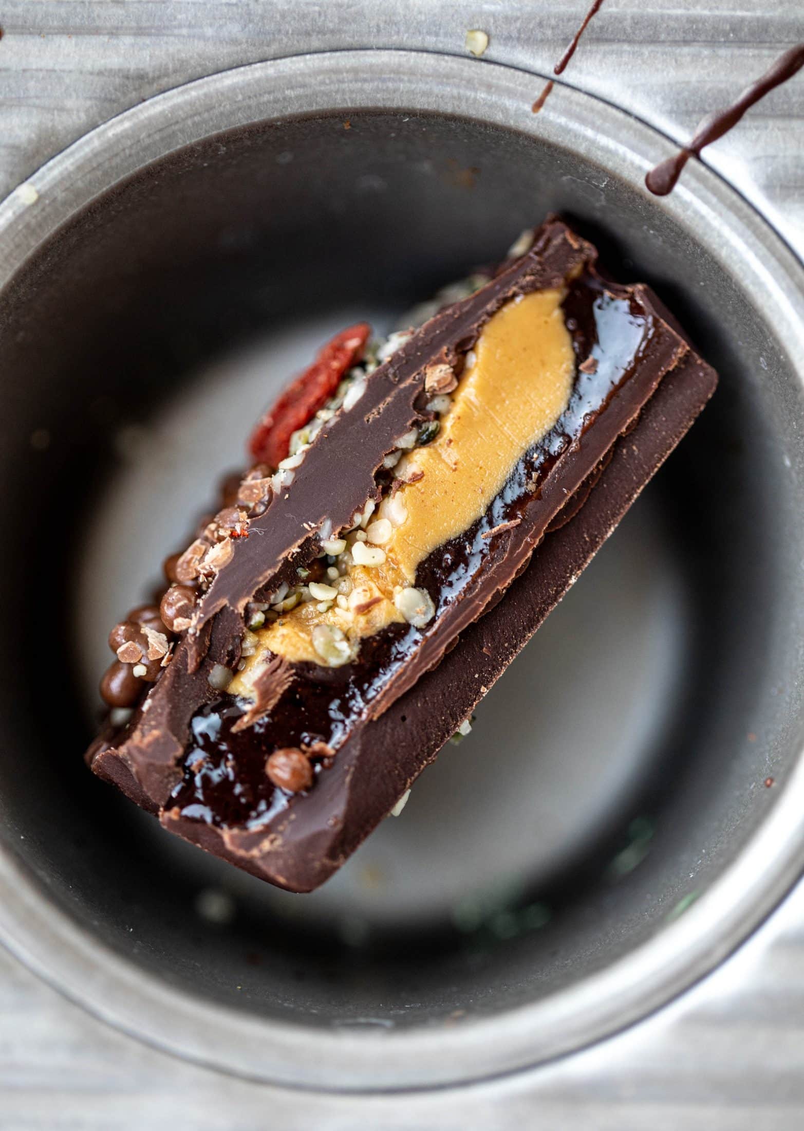 These peanut butter and jelly cups are the best homemade treat ever! Use your favorite jam and add a sprinkle of chia and hemp hearts. So good!