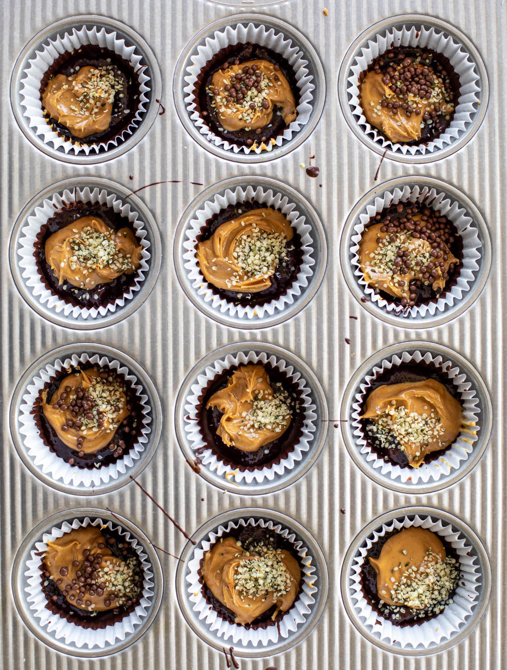 These peanut butter and jelly cups are the best homemade treat ever! Use your favorite jam and add a sprinkle of chia and hemp hearts. So good!