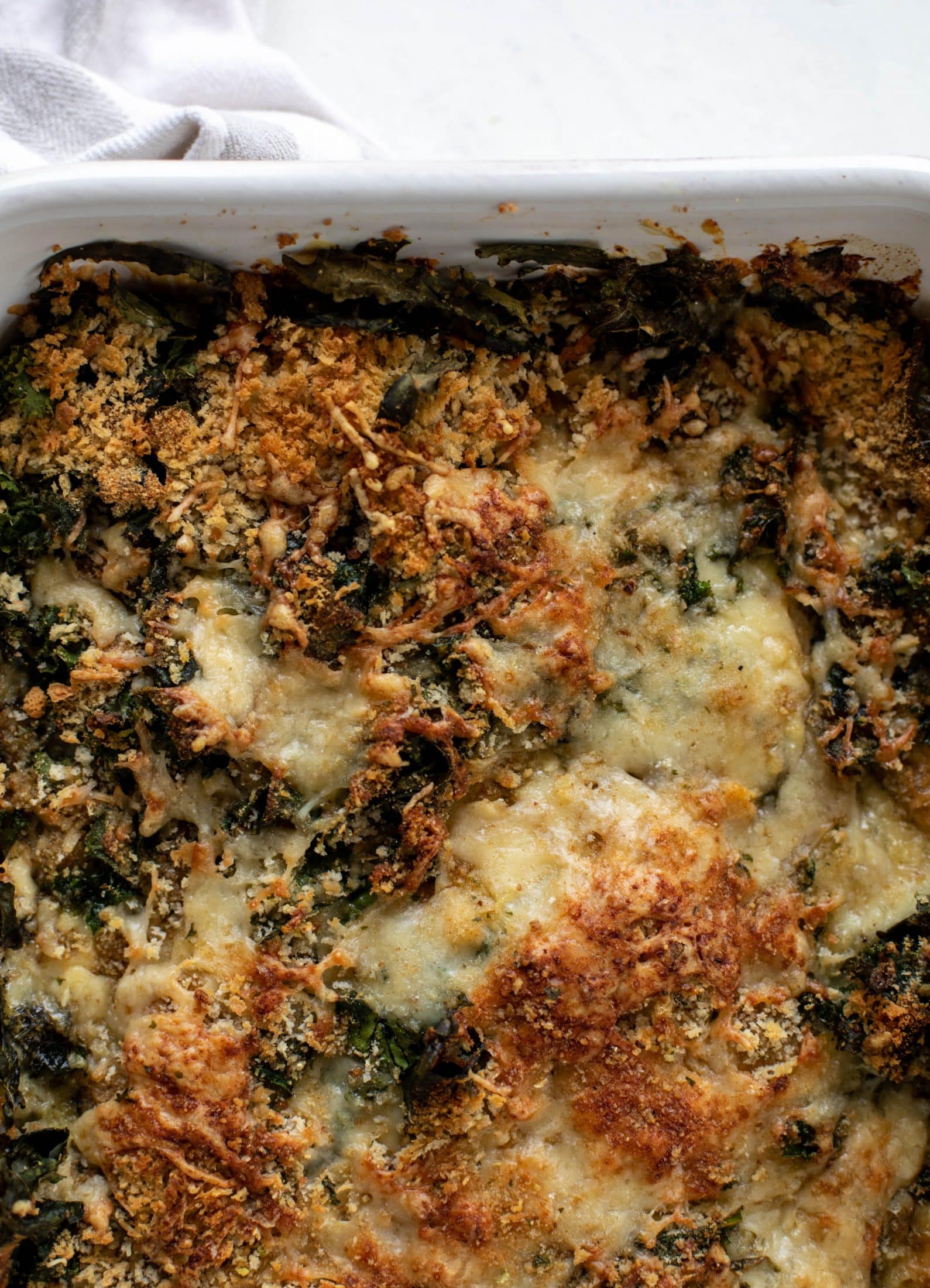 This double kale gratin has two kinds of kale, three kinds of cheese, cream and crunchy breadcrumbs. It will be your new favorite side dish!