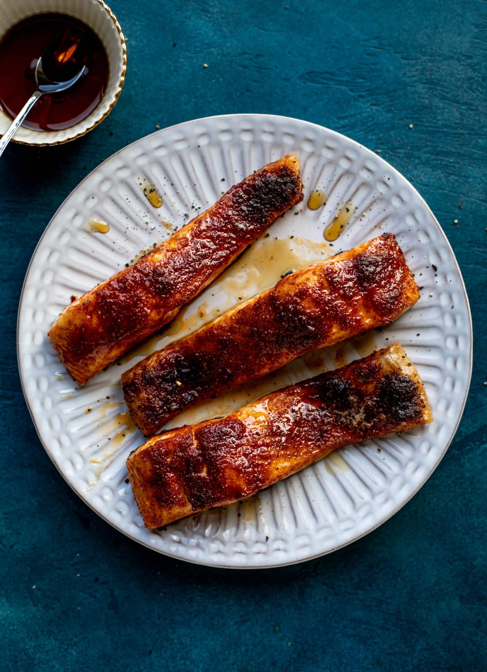 This maple bbq salmon is a quick and delicious weeknight meal. Serve with brown butter couscous and your favorite veg to round it out!