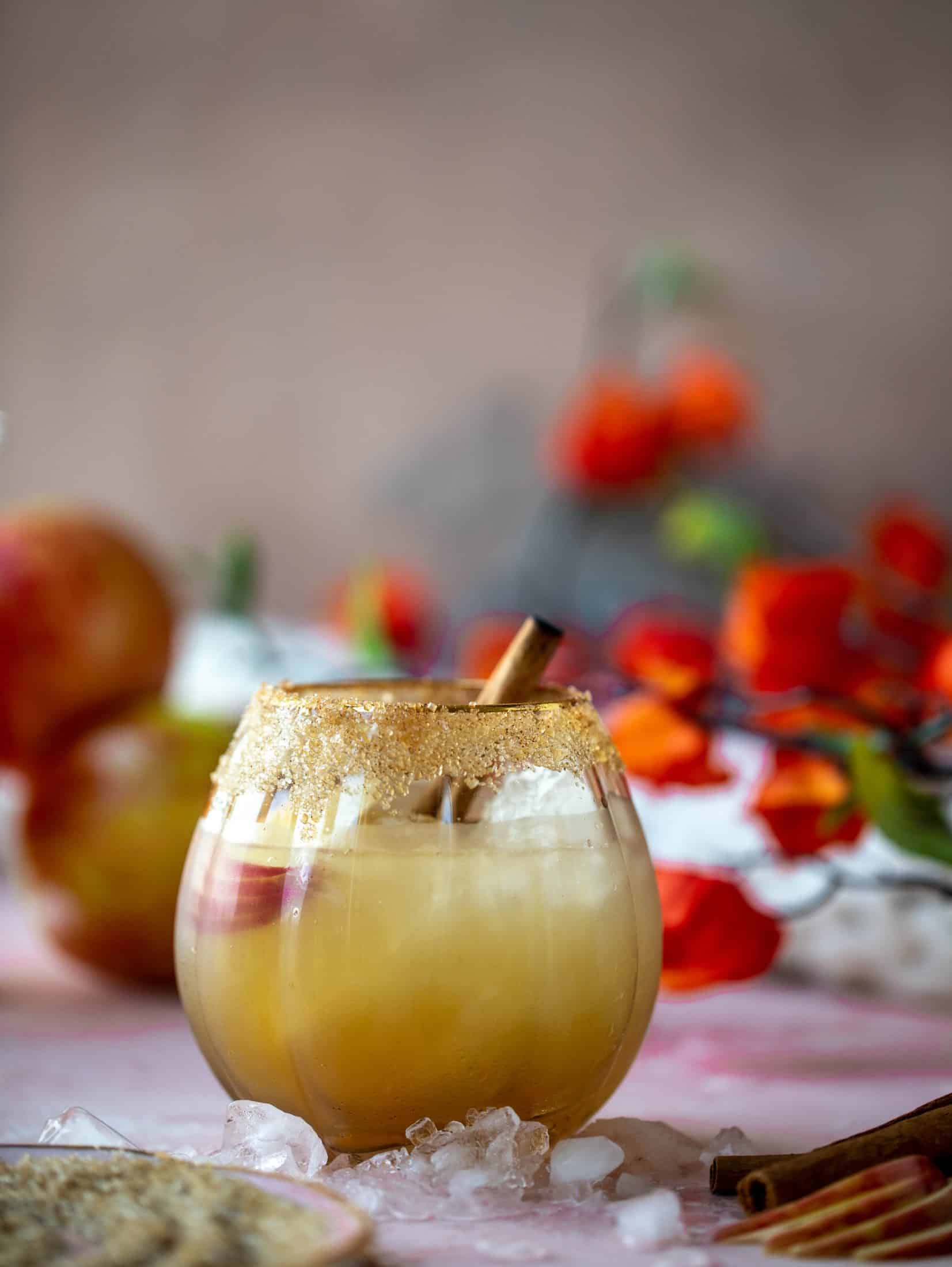 This apple cider mezcal margarita is a delicious, smoky cocktail for fall! It's warming and refreshing and delicious all at once. Cheers!