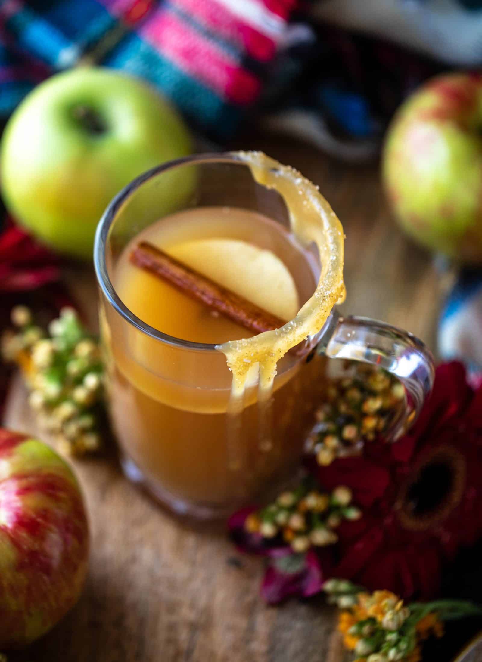 This homemade apple cider is made with honeycrisp apples, spices and vanilla. It's incredible served hot or cold, especially with a pour of bourbon!