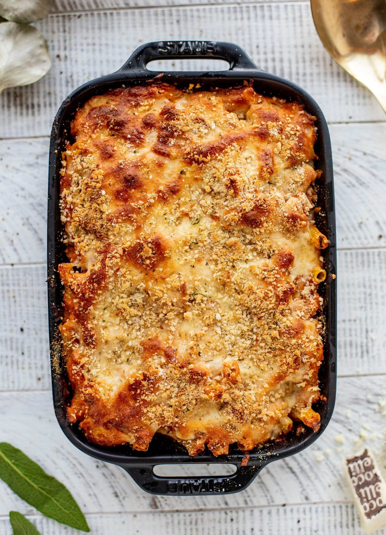Butternut squash baked ziti is the ultimate comfort food! Squash, fire roasted tomatoes, parmesan and mozzarella make the best sauce ever.