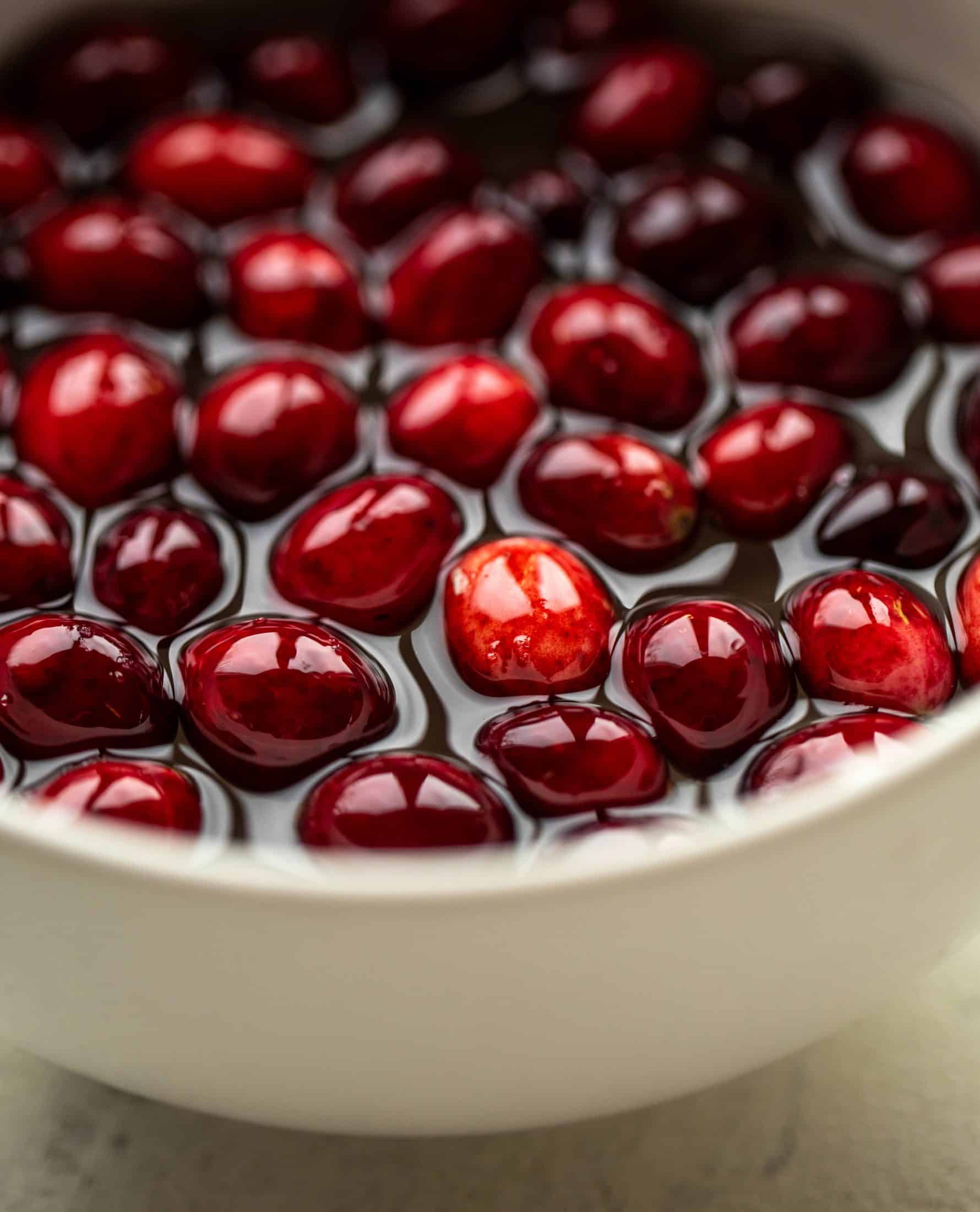 the start of sugared cranberries