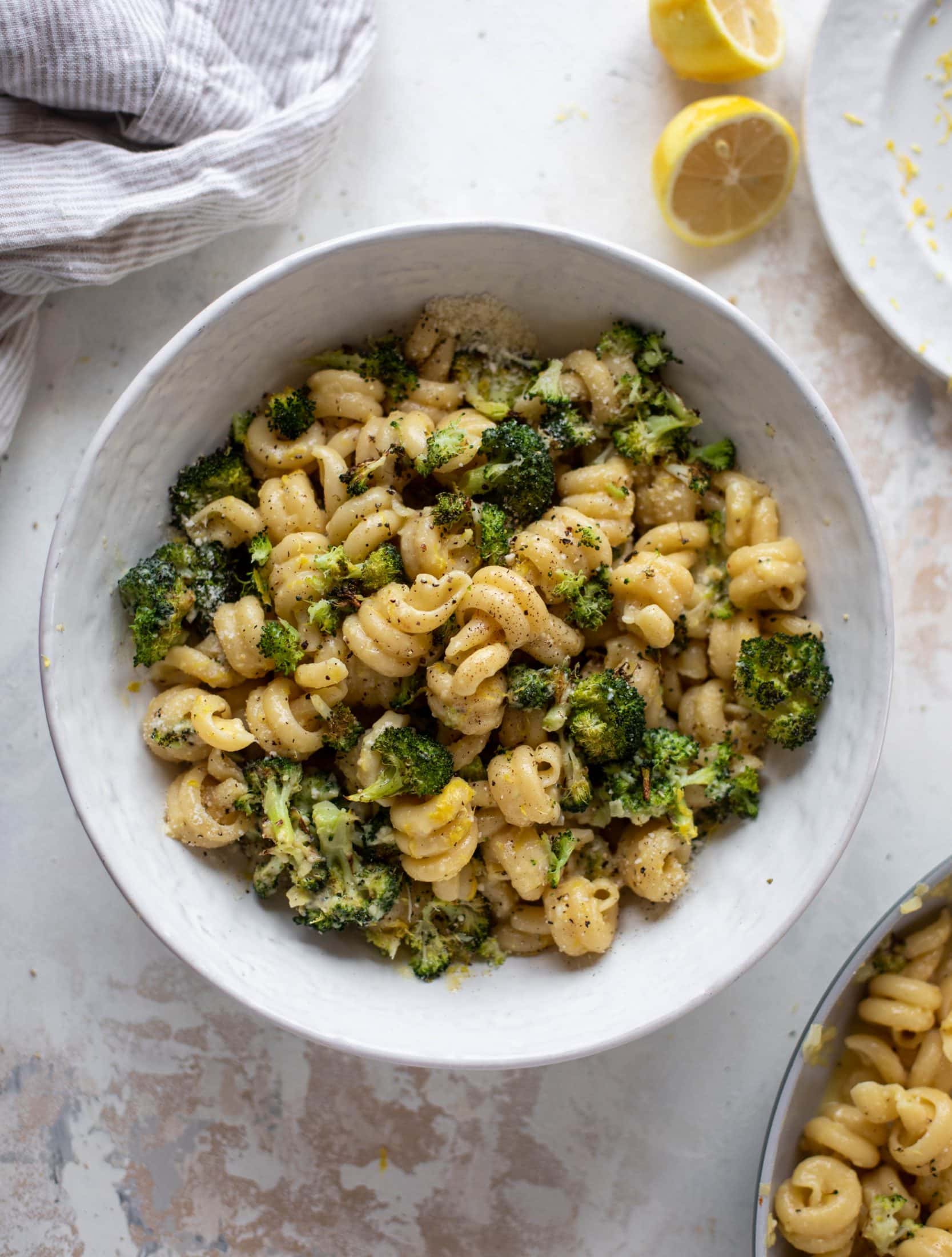 Broccoli lemon carbonara pasta is the freshest take on carbonara! Roasted broccoli, garlic and a parmesan lemon sauce. It's ridiculously good!