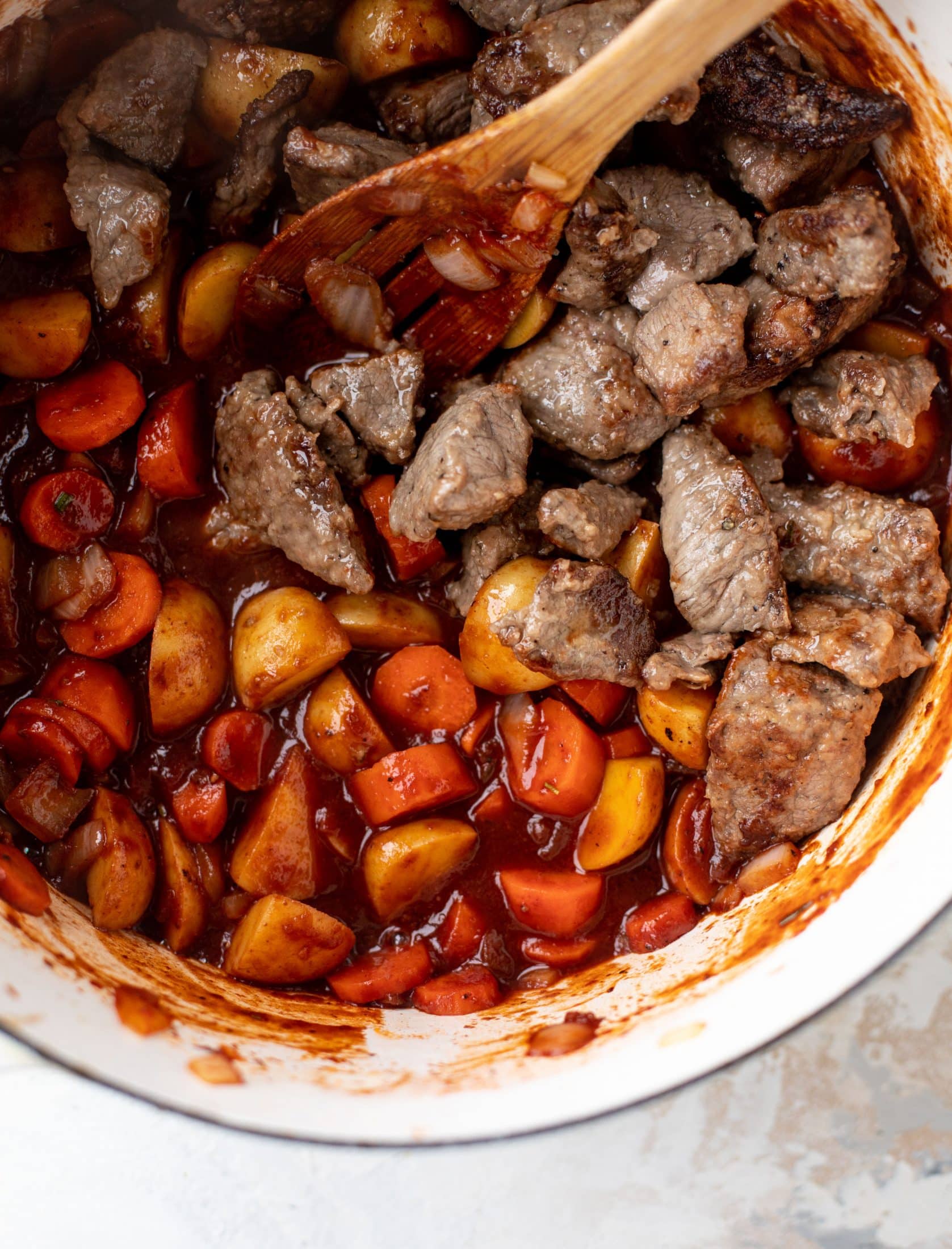 My new favorite soup! Irish stout beef stew is flavorful and hearty and topped with delicious herb dumplings. Perfect comfort food.