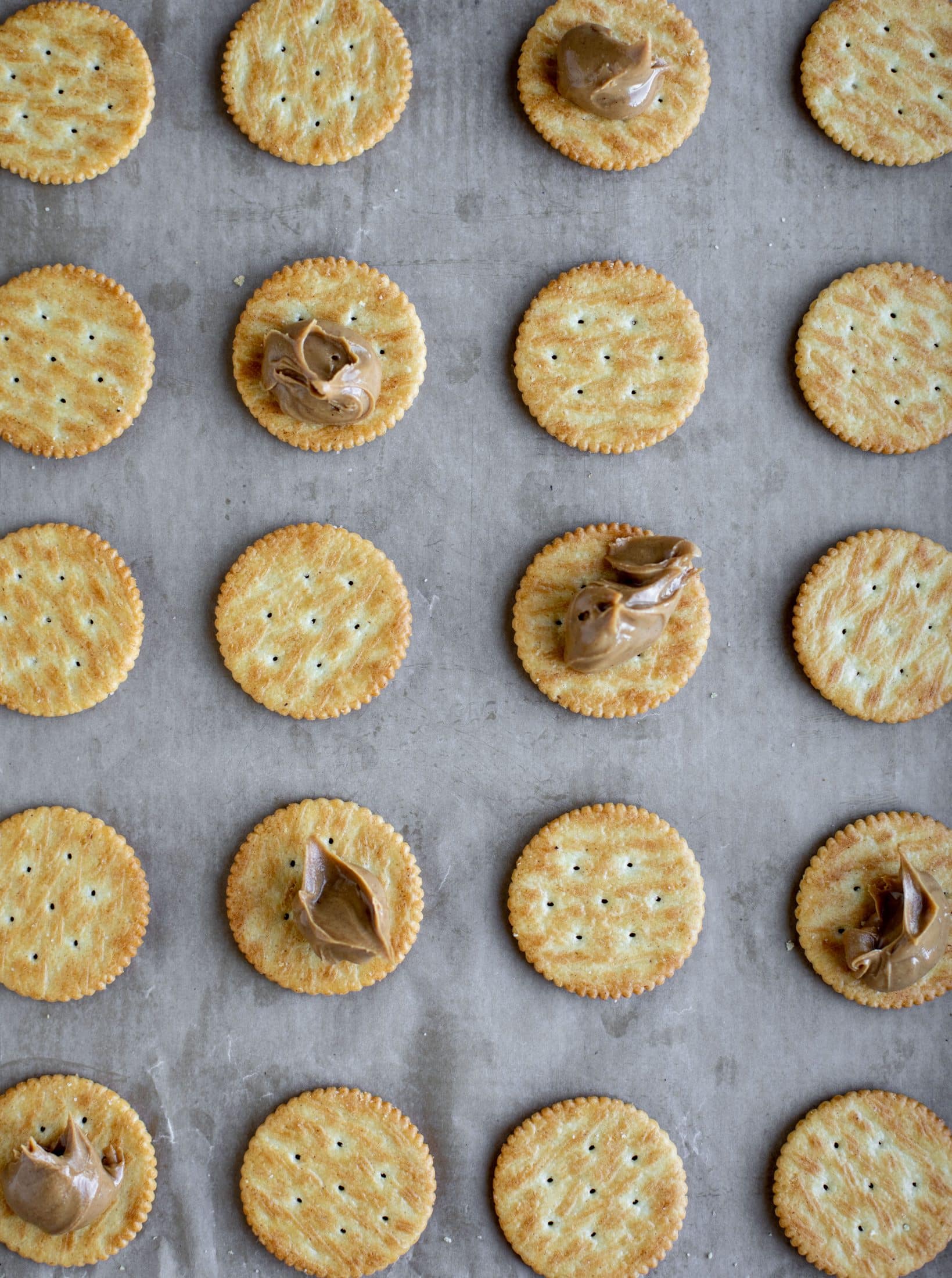 These ritz peanut butter cups are everything! Creamy peanut butter, flakey, buttery crackers, melted chocolate and flaked salt. They are unreal.