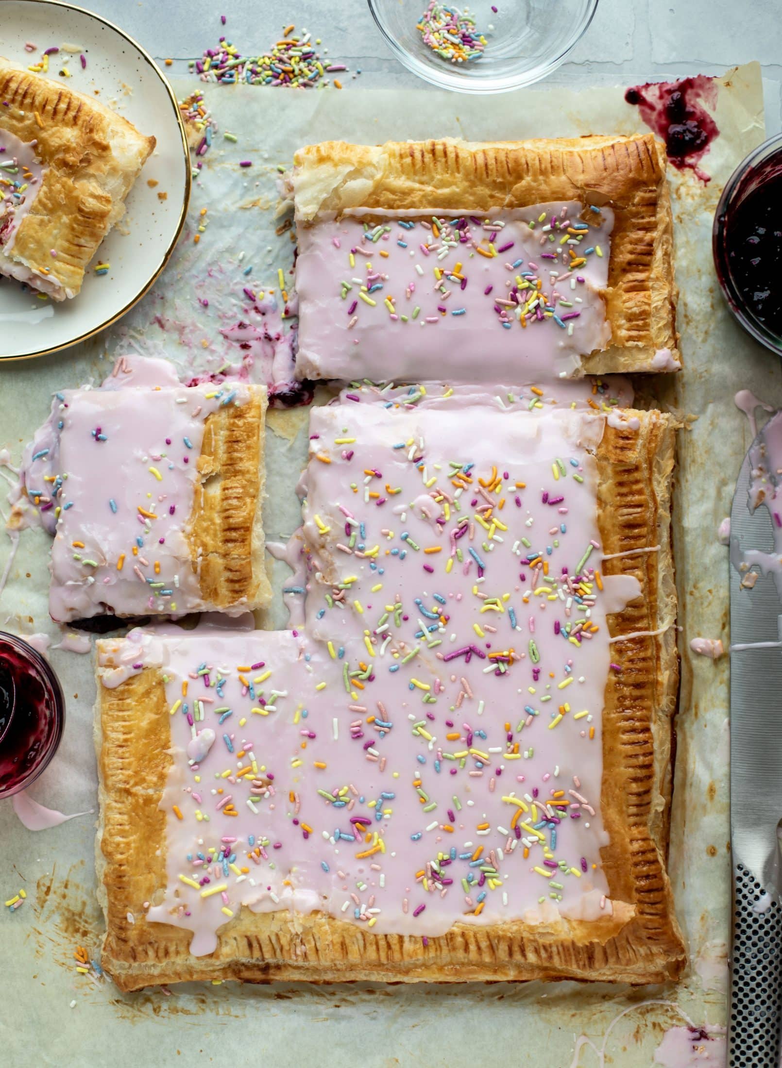 This giant pop tart recipe can be made exclusively with ingredients in your freezer! I love to make a berry lavender flavor - so perfect for spring!