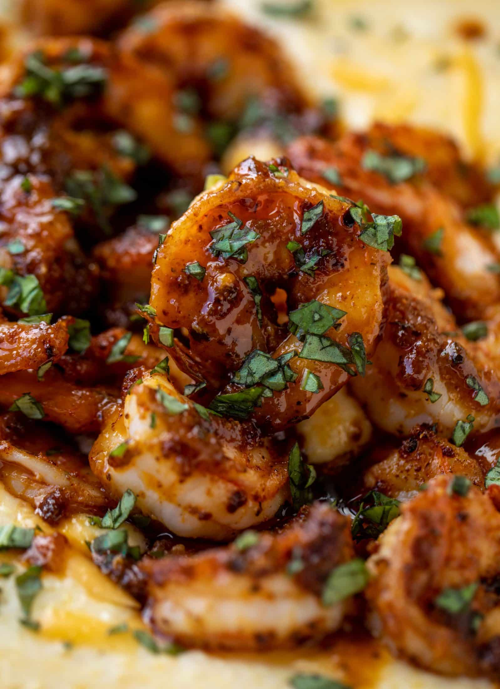 Honey Mustard Cajun Shrimp with Cheddar Grits