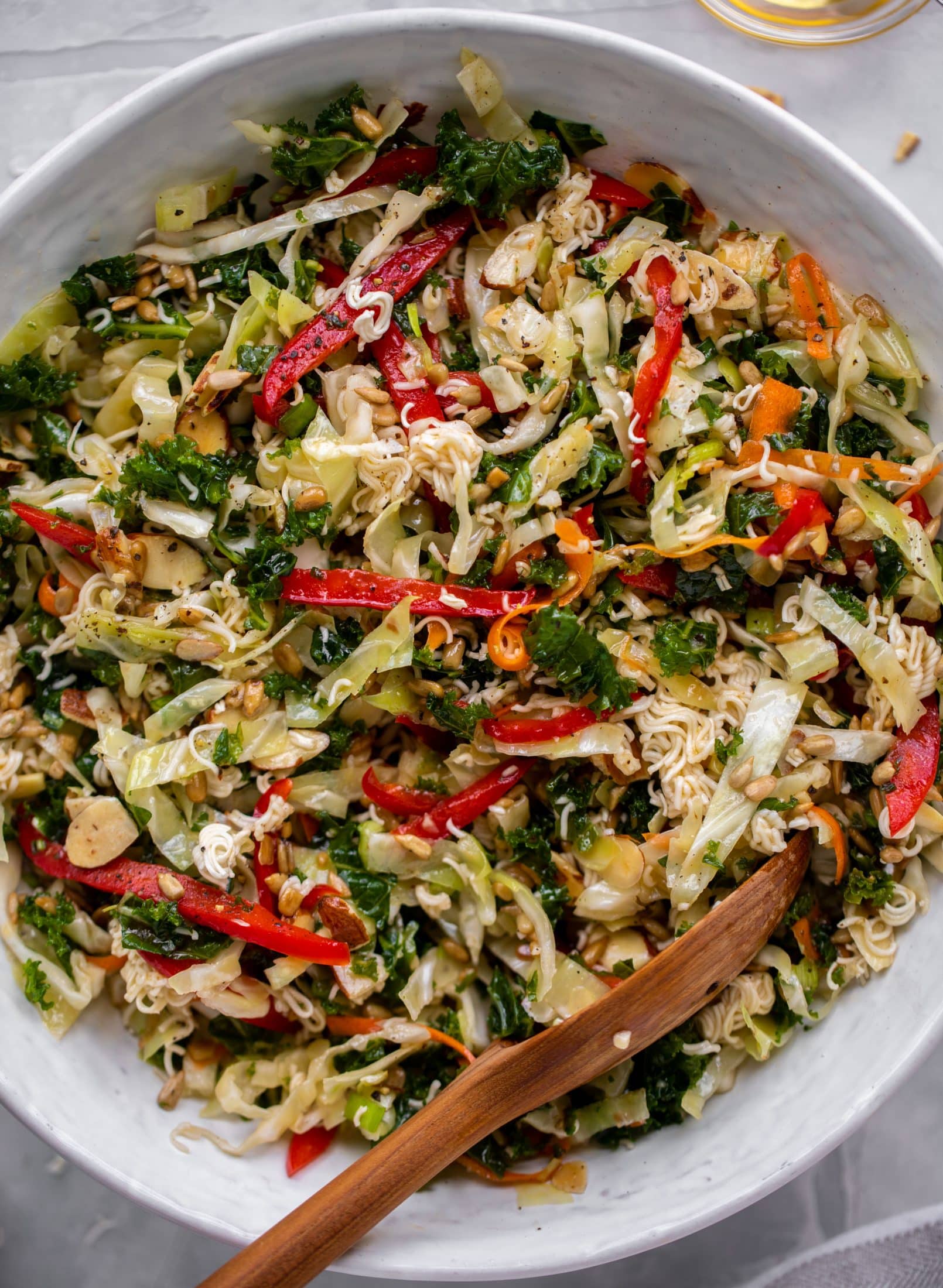 up close ramen noodle crunch salad