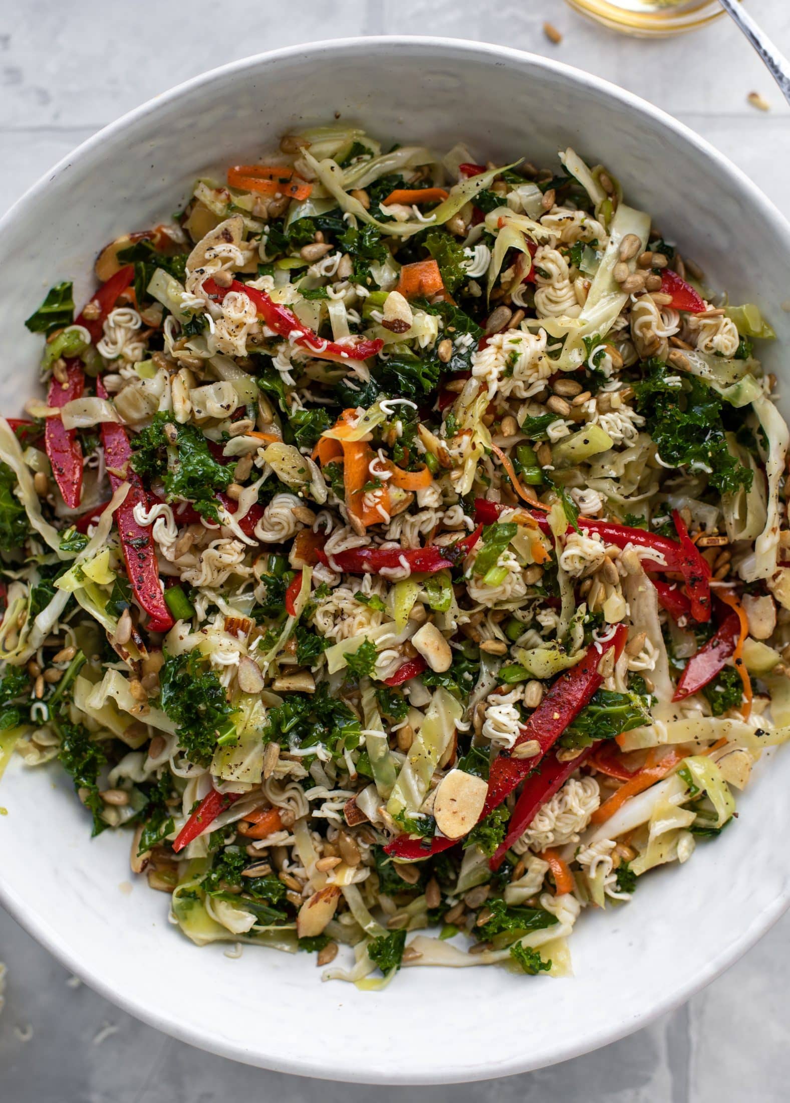 up close ramen noodle crunch salad