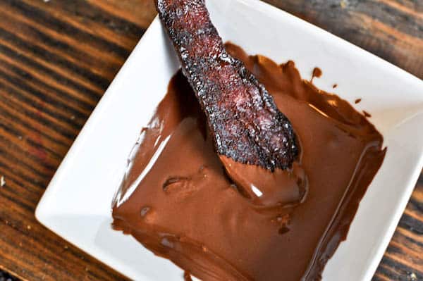 Chewy Peanut Butter Cookies with Chocolate Candied Bacon I howsweeteats.com Chewy Peanut Butter Cookies with Chocolate Candied Bacon I howsweeteats.com