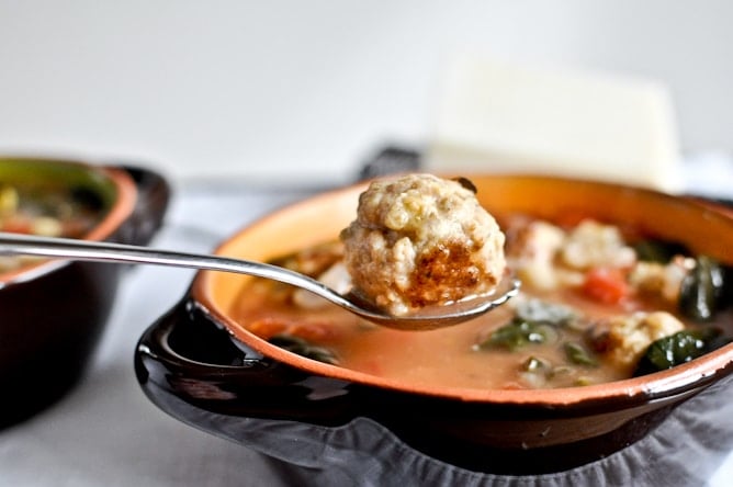 Mini Chicken Meatball Soup I howsweeteats.com Mini Chicken Meatball Soup I howsweeteats.com
