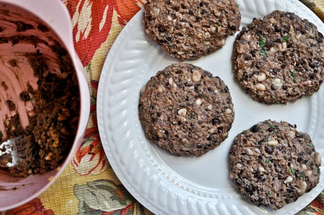 Easy Double Bean Burgers with Avocado Basil Cream I howsweeteats.com Easy Double Bean Burgers with Avocado Basil Cream I howsweeteats.com