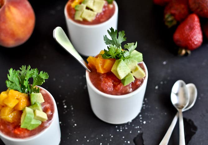 Strawberry Peach Gazpacho I howsweeteats.com Strawberry Peach Gazpacho I howsweeteats.com