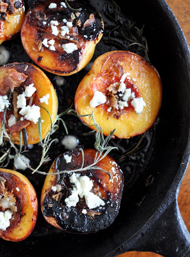 Rosemary, Bacon and Sugar Roasted Peaches I howsweeteats.com Rosemary, Bacon and Sugar Roasted Peaches I howsweeteats.com