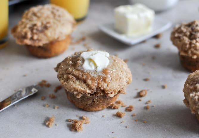 Whole Wheat Coffee Cake Muffins I howsweeteats.com