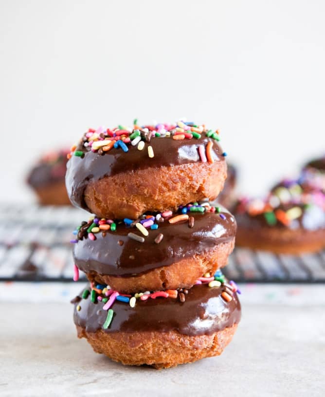 Chocolate Frosted Cake Donuts I howsweeteats.com