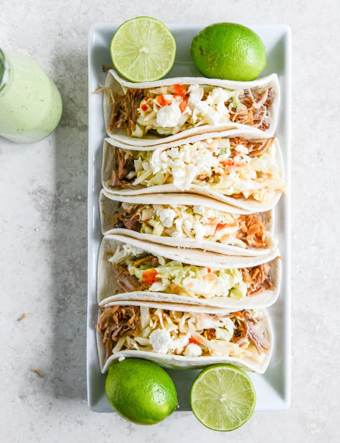 Pulled Pork Tacos with Sweet Chili Slaw I howsweeteats.com Pulled Pork Tacos with Sweet Chili Slaw I howsweeteats.com
