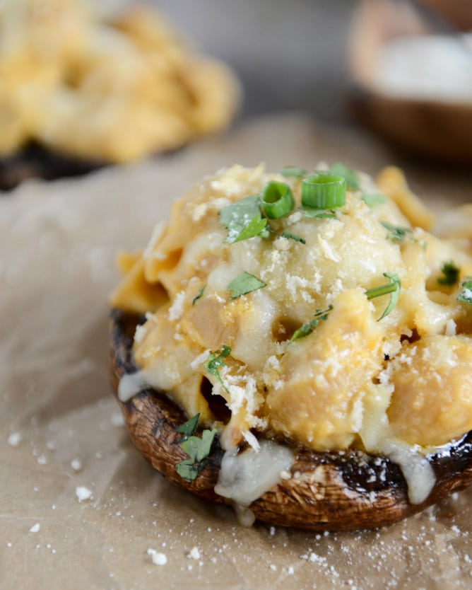 Mac + Cheese Stuffed Brown Sugar Balsamic Portobellos I howsweetetas.com