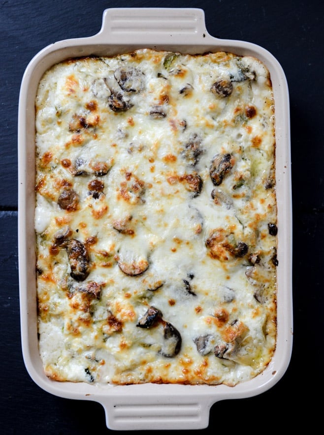 cheesy brussels sprouts lasagna I howsweeteats.com