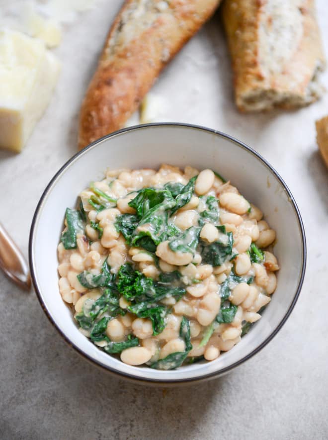 Spicy Greens and Creamy Parmesan Bean Stew I howsweeteats.com