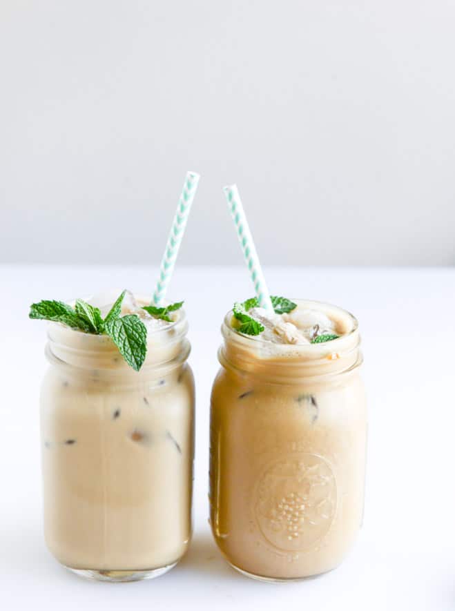 fresh mint iced coffee I howsweeteats.com