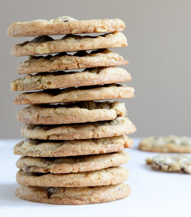 chewy potato chip chocolate chip cookies I howsweeteats.com